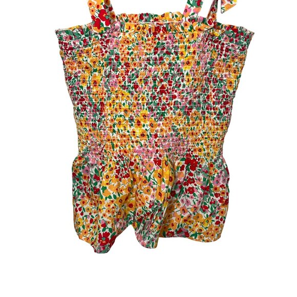 J Crew XXS Floral Tie Strap Smocked Tank Top Peplum Cottagecore Summer - Picture 10 of 12